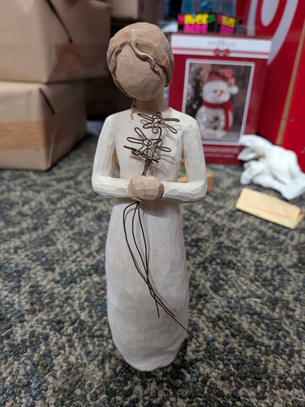 Willow Tree Cream Hand-Painted Figurine with Brown Wire Flowers
